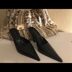David Aaron leather wedge heels